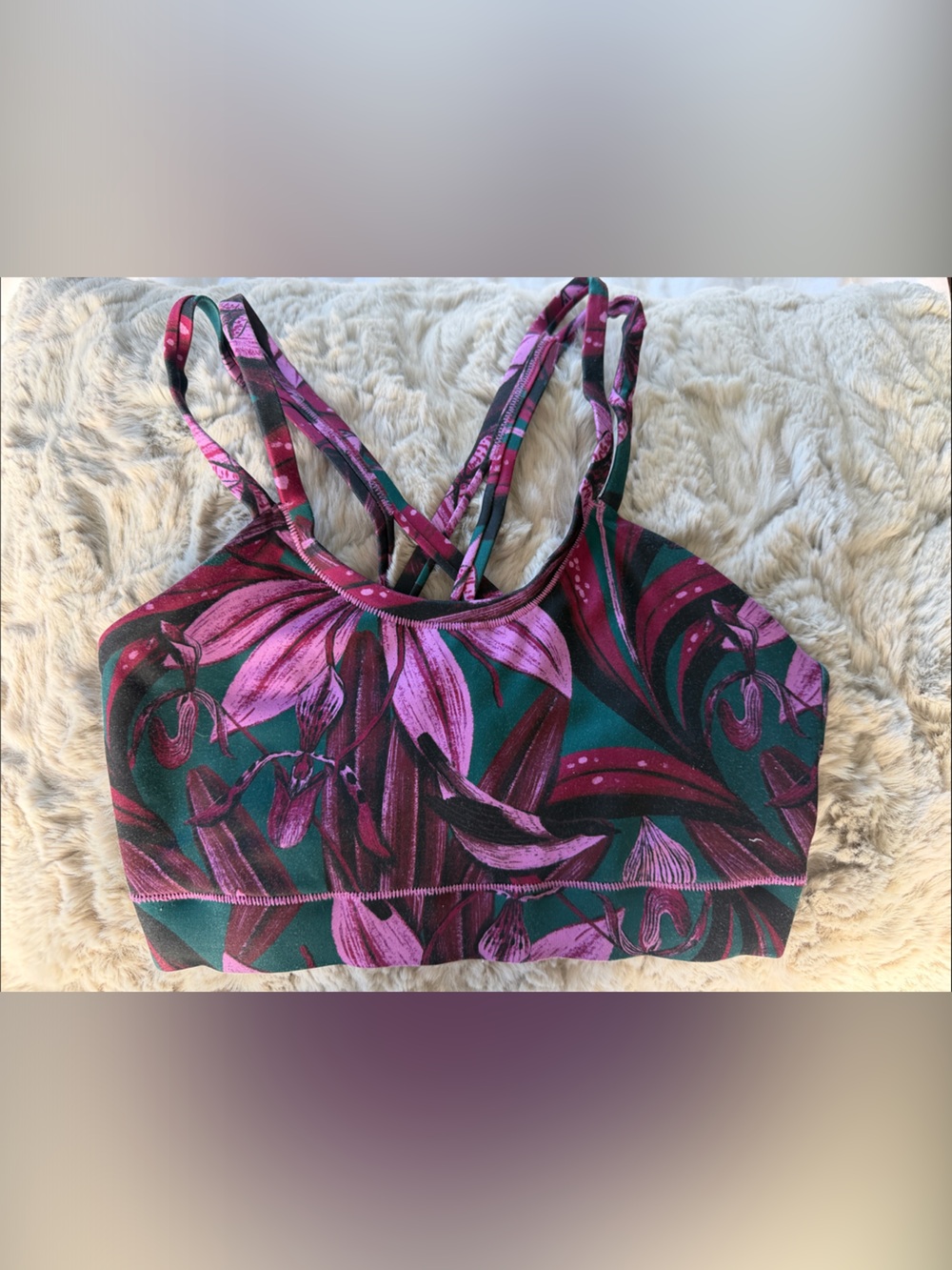 Janji Floral Sports Bra in Green & Magenta